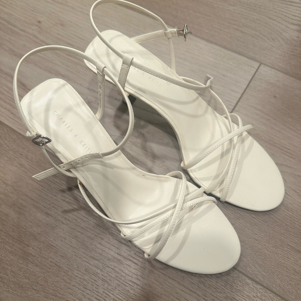 Charles & Keith Cream Strappy Heels